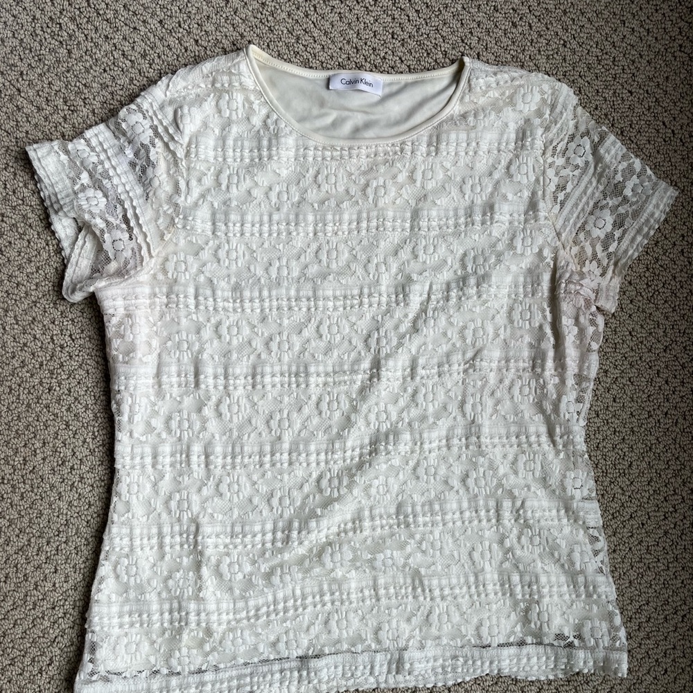 Calvin Klein Lace Blouse Ivory